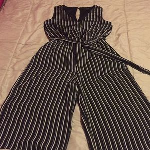 Black and white never worn ankle pant romper